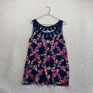Reitmans Sleeveless Top Abstract Floral Tropical Summer Boho Cottagecore Wom L